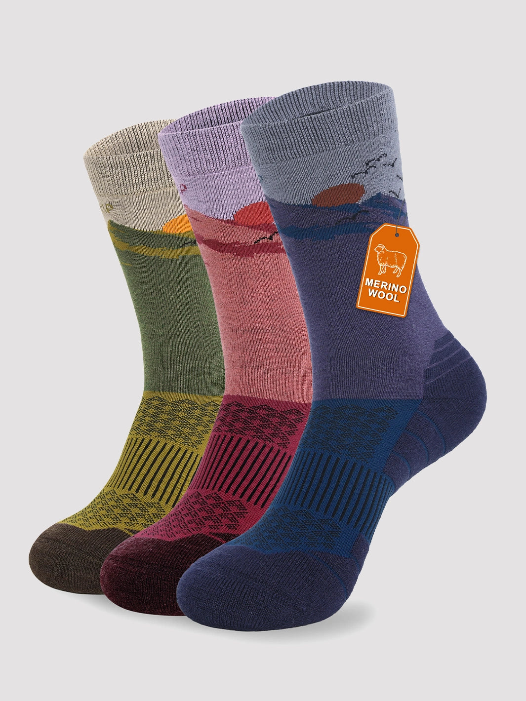 Merino Wool Hiking Socks -  3 Pack PIONEER CAMP
