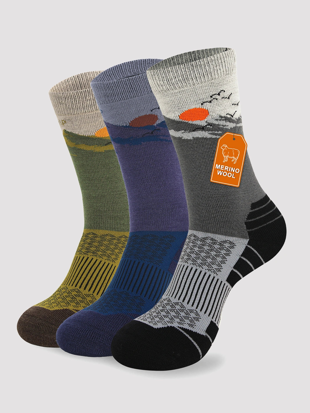 Merino Wool Hiking Socks -  3 Pack PIONEER CAMP