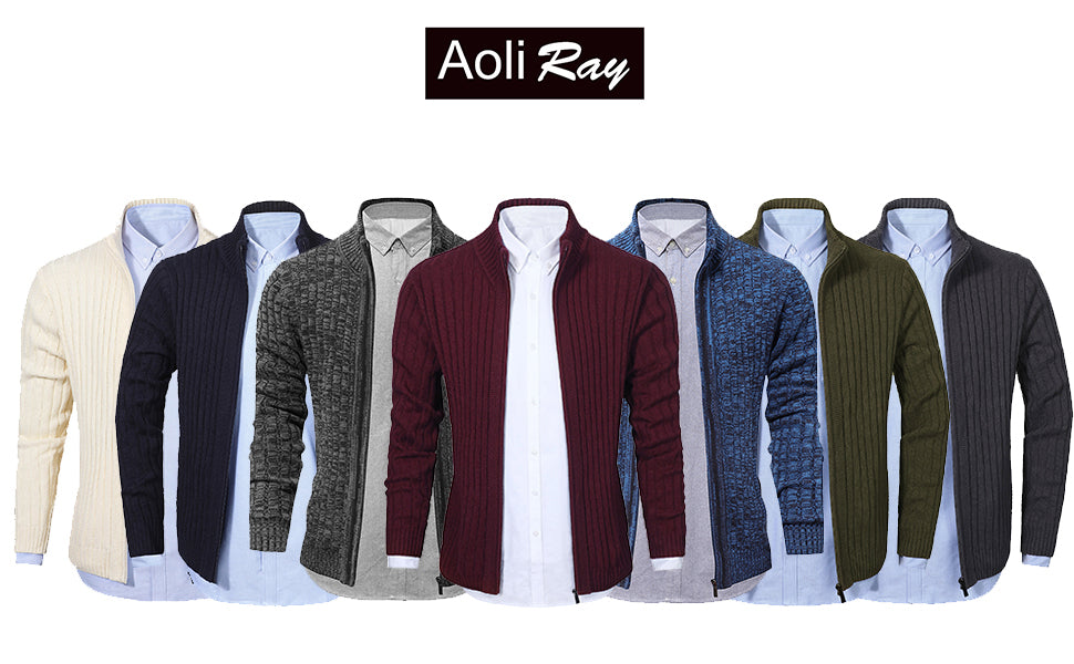 AOLI RAY Men's Cardigan Sweater
