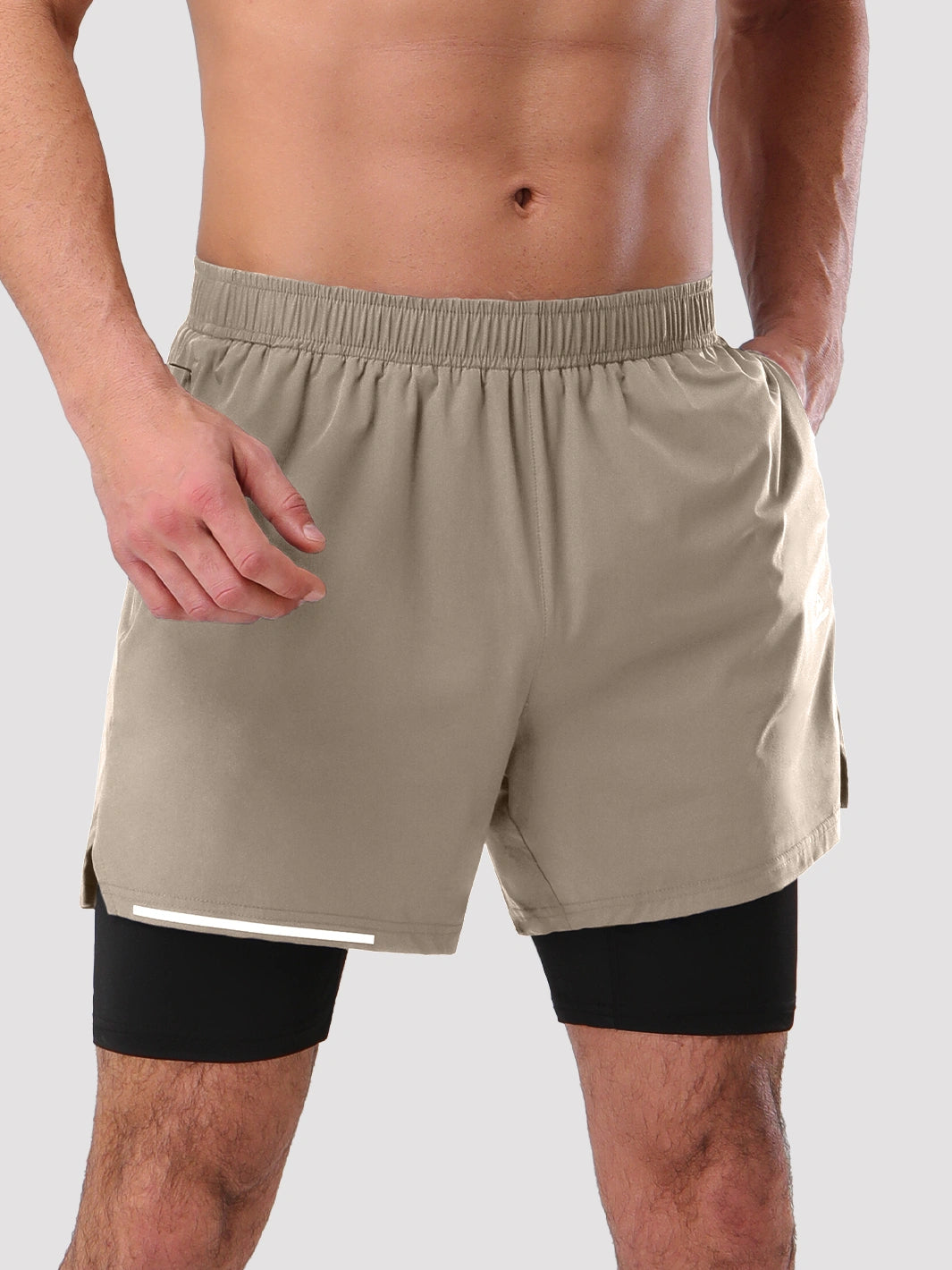 Men's 5‘’ 2-in-1 Running Shorts with Zipper Pockets