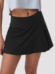 Women's UPF 50+ High-Waist Tennis Skirt with Built-In Shorts