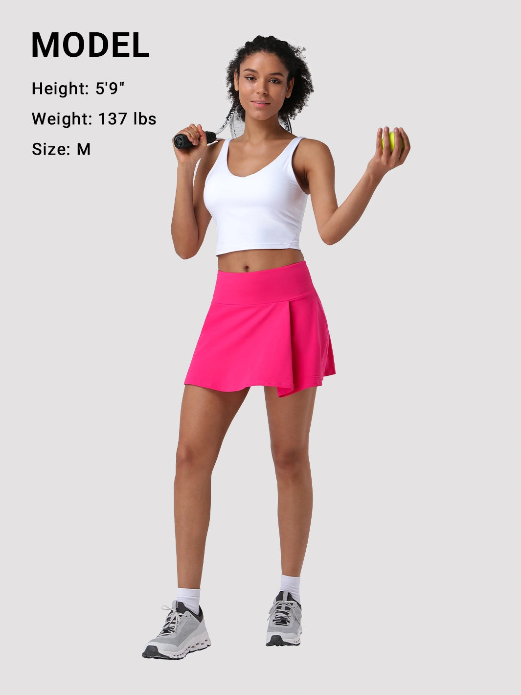 Women's UPF 50+ High-Waist Tennis Skirt with Built-In Shorts