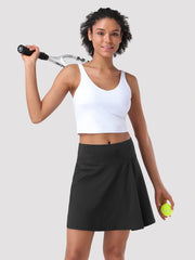 Damen UPF 50+ Tennisrock mit hoher Taille, Falten und integrierten Shorts