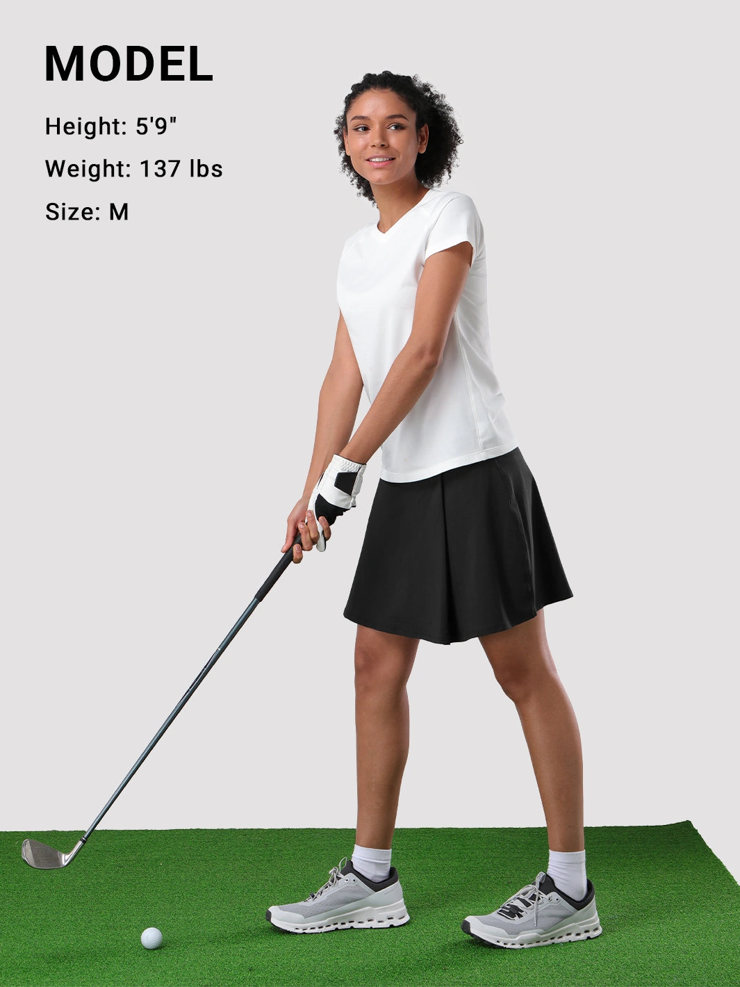 Damen UPF 50+ Tennisrock mit hoher Taille, Falten und integrierten Shorts