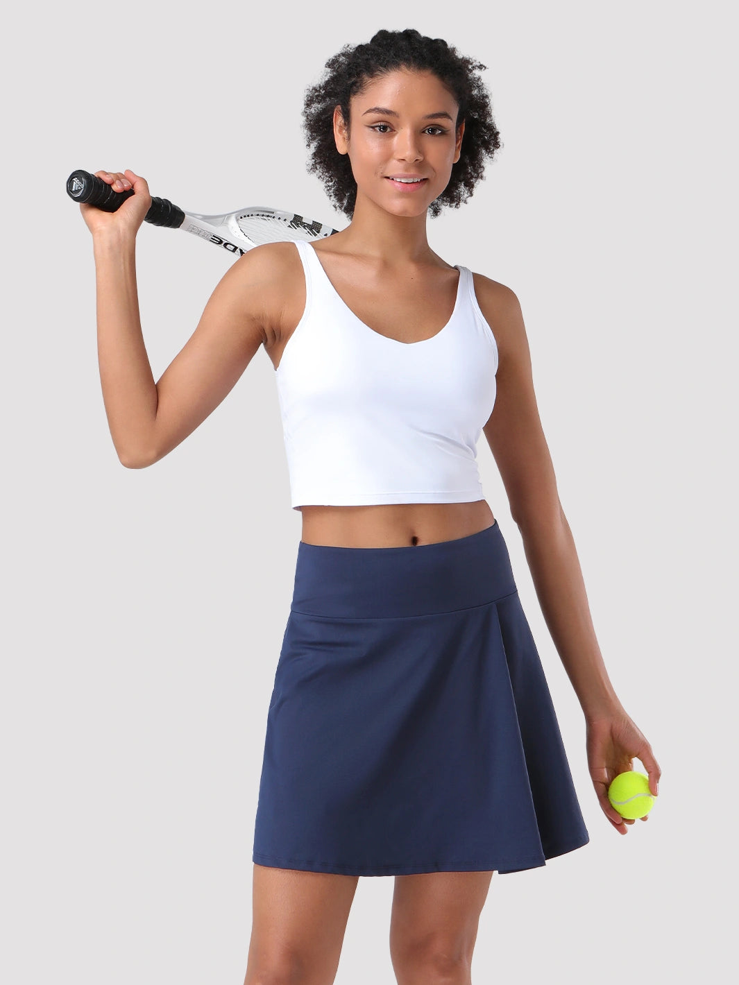 Damen UPF 50+ Tennisrock mit hoher Taille, Falten und integrierten Shorts