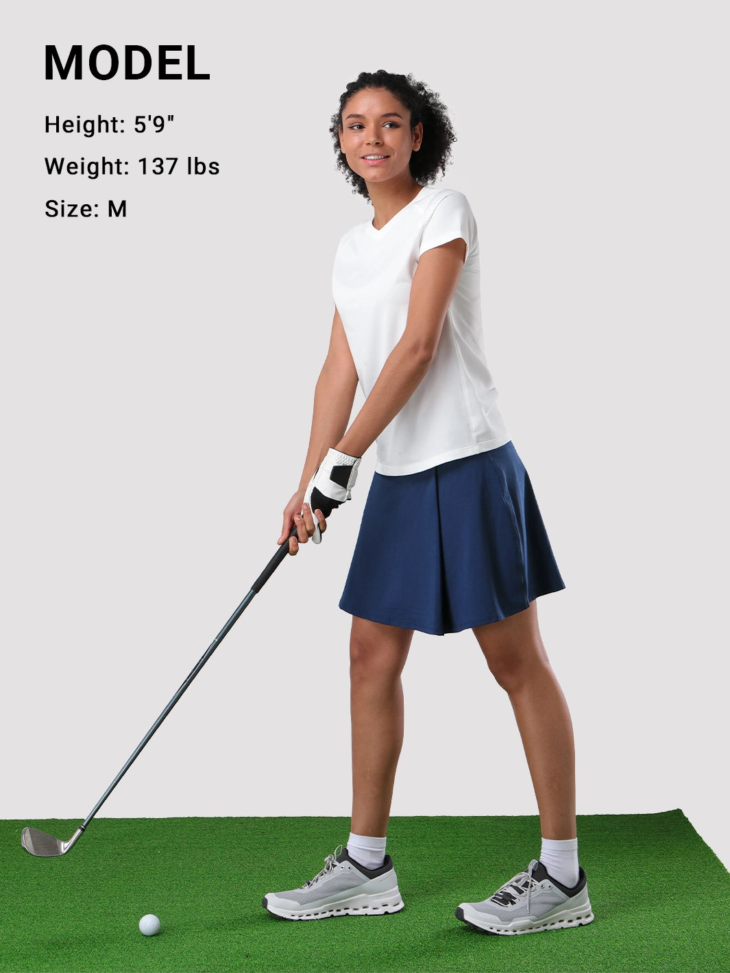 Damen UPF 50+ Tennisrock mit hoher Taille, Falten und integrierten Shorts