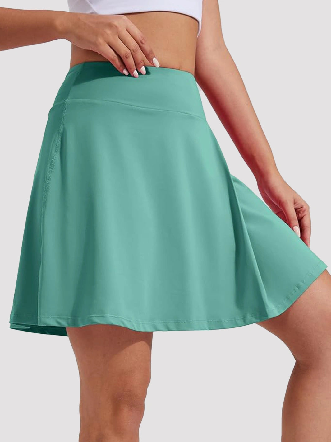 Damen UPF 50+ Tennisrock mit hoher Taille, Falten und integrierten Shorts