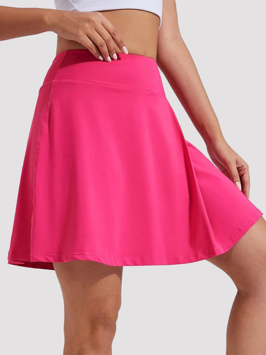 Damen UPF 50+ Tennisrock mit hoher Taille, Falten und integrierten Shorts