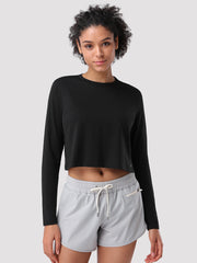 Top a manica lunga cropped e comodo da donna