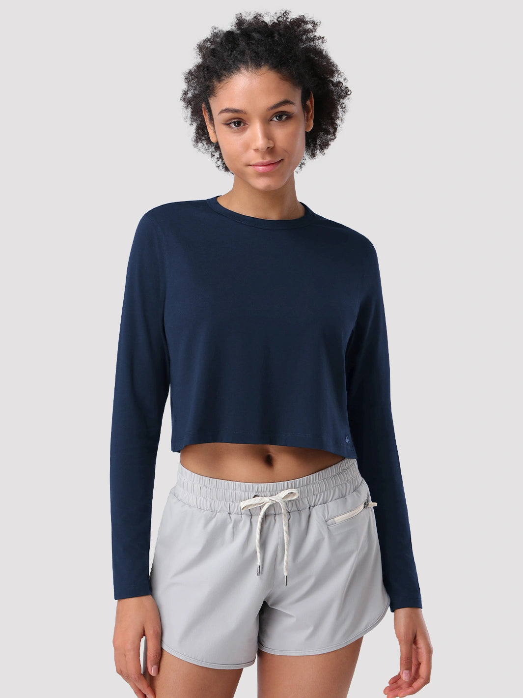 Women's Relaxed Cropped Long Sleeve Top