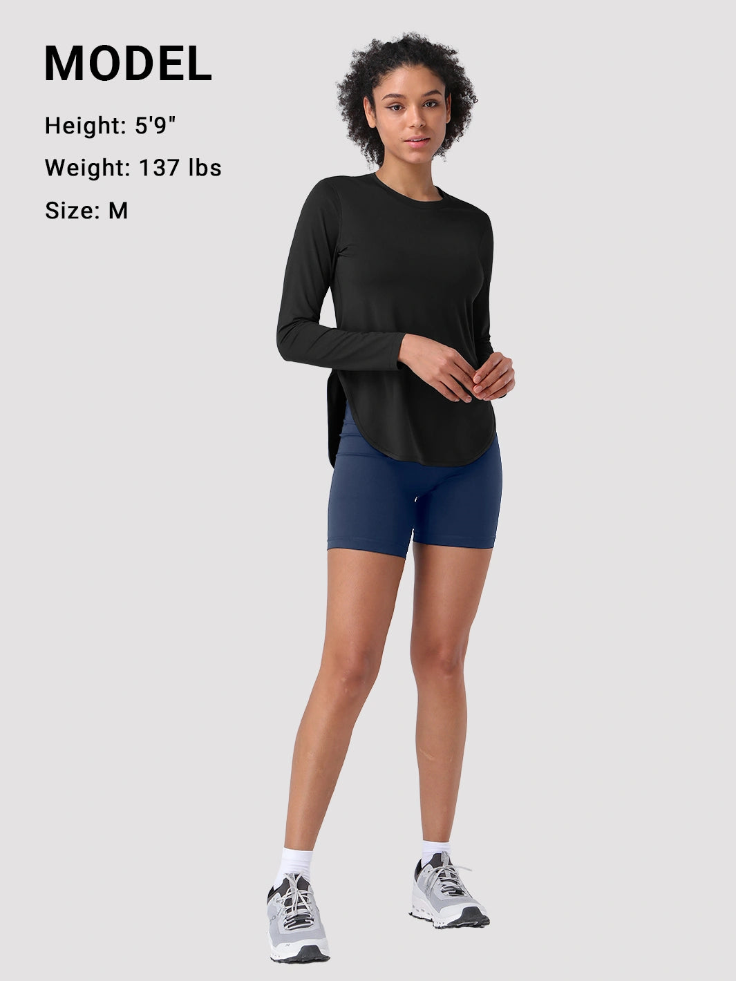 Camiseta de protección solar UPF 50+ con dobladillo alto-bajo para mujer