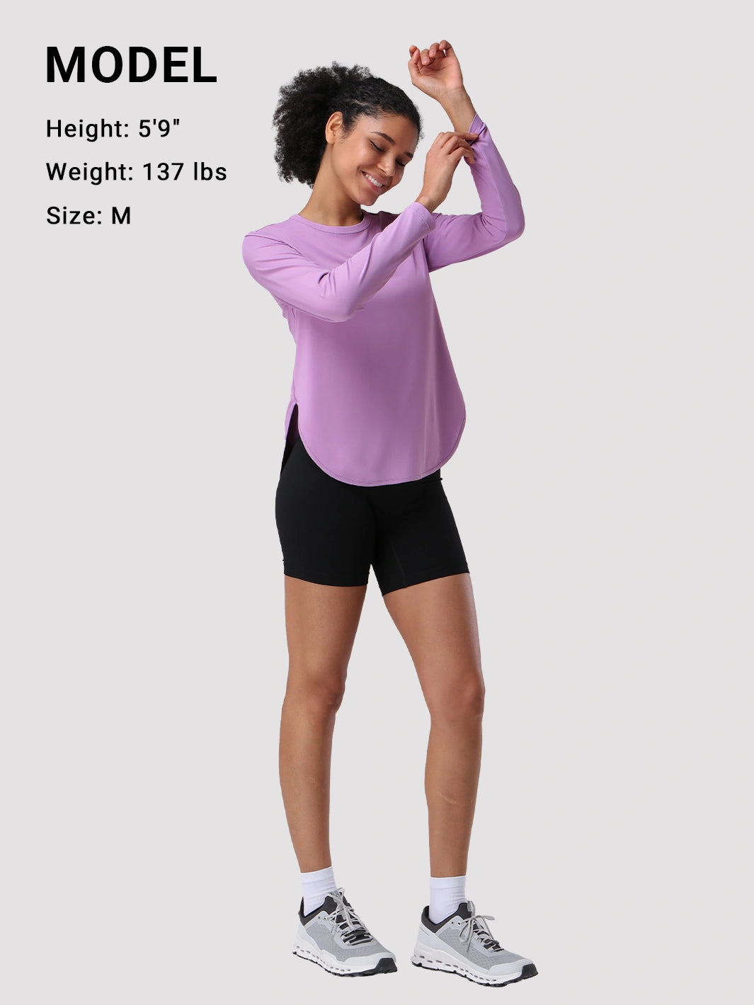 Camiseta de protección solar UPF 50+ con dobladillo alto-bajo para mujer