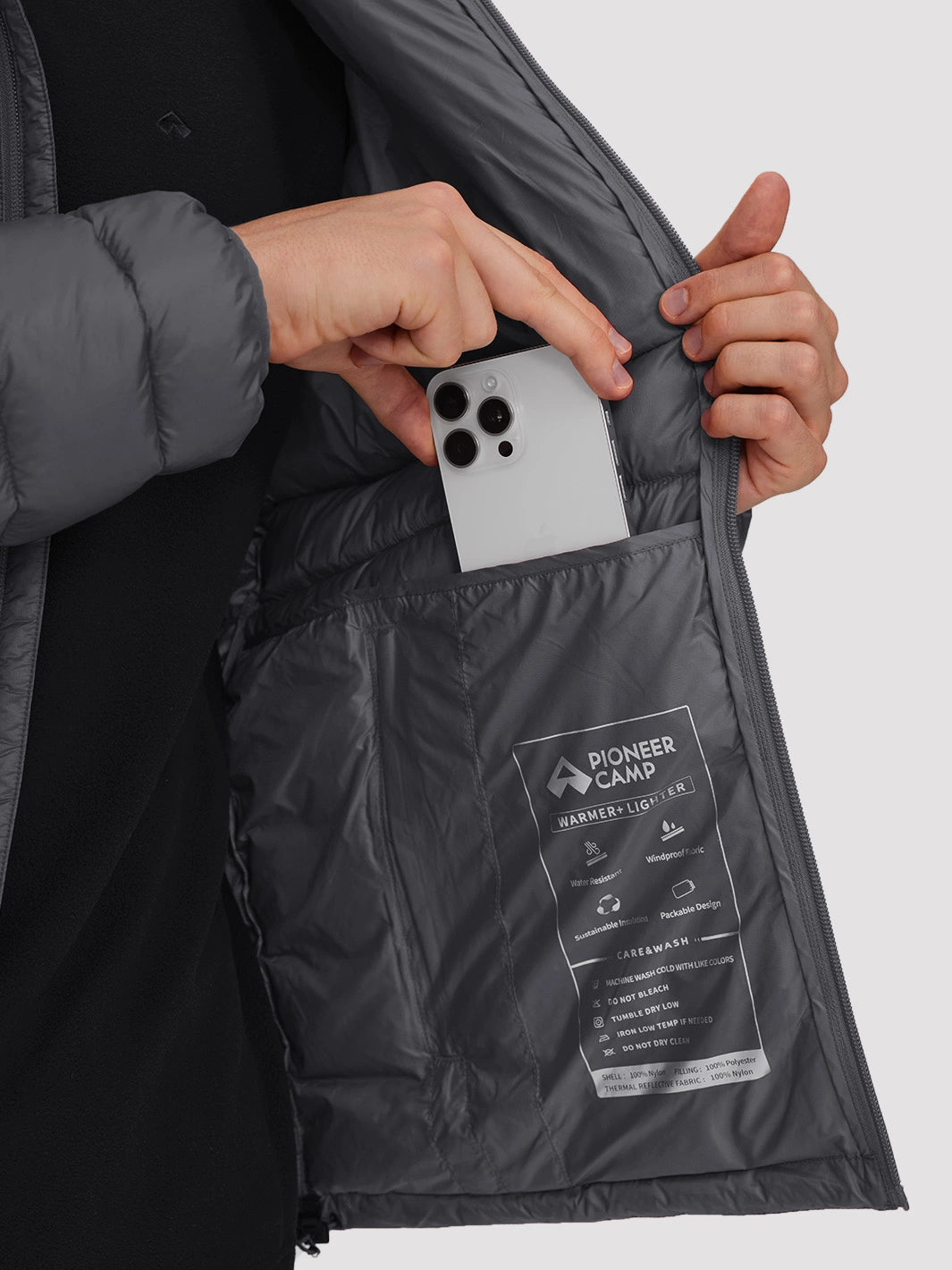 Men's Lightweight Packable Puffer Jacket with Chest Pocket PIONEER CAMP
