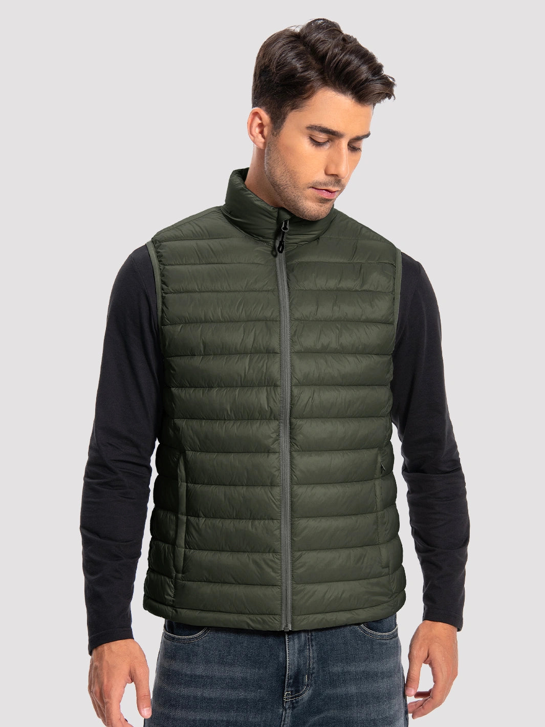 Men's Lightweight Packable Puffer Vest with 4 Pockets