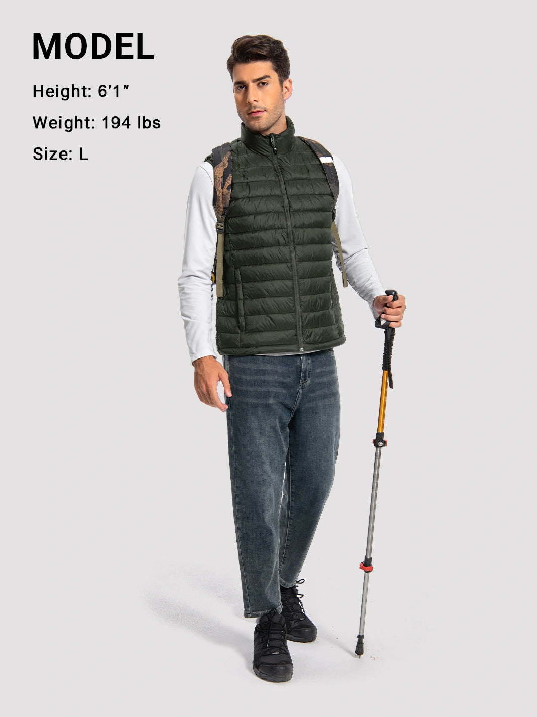 Men's Lightweight Packable Puffer Vest with 4 Pockets