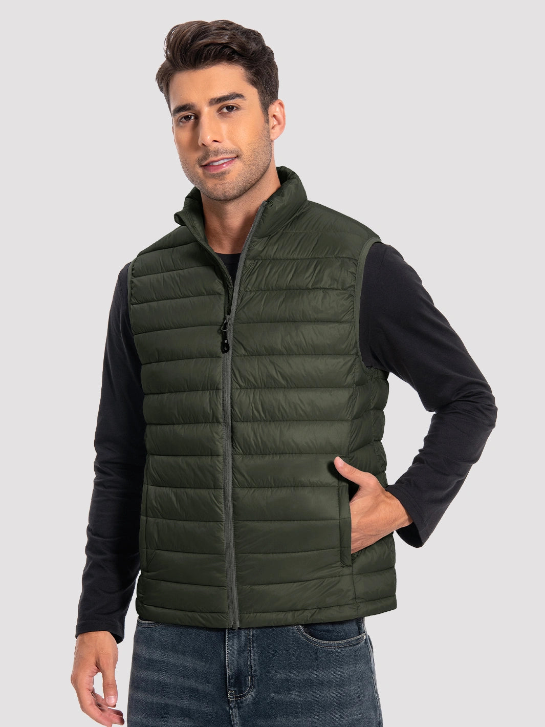 Men's Lightweight Packable Puffer Vest with 4 Pockets