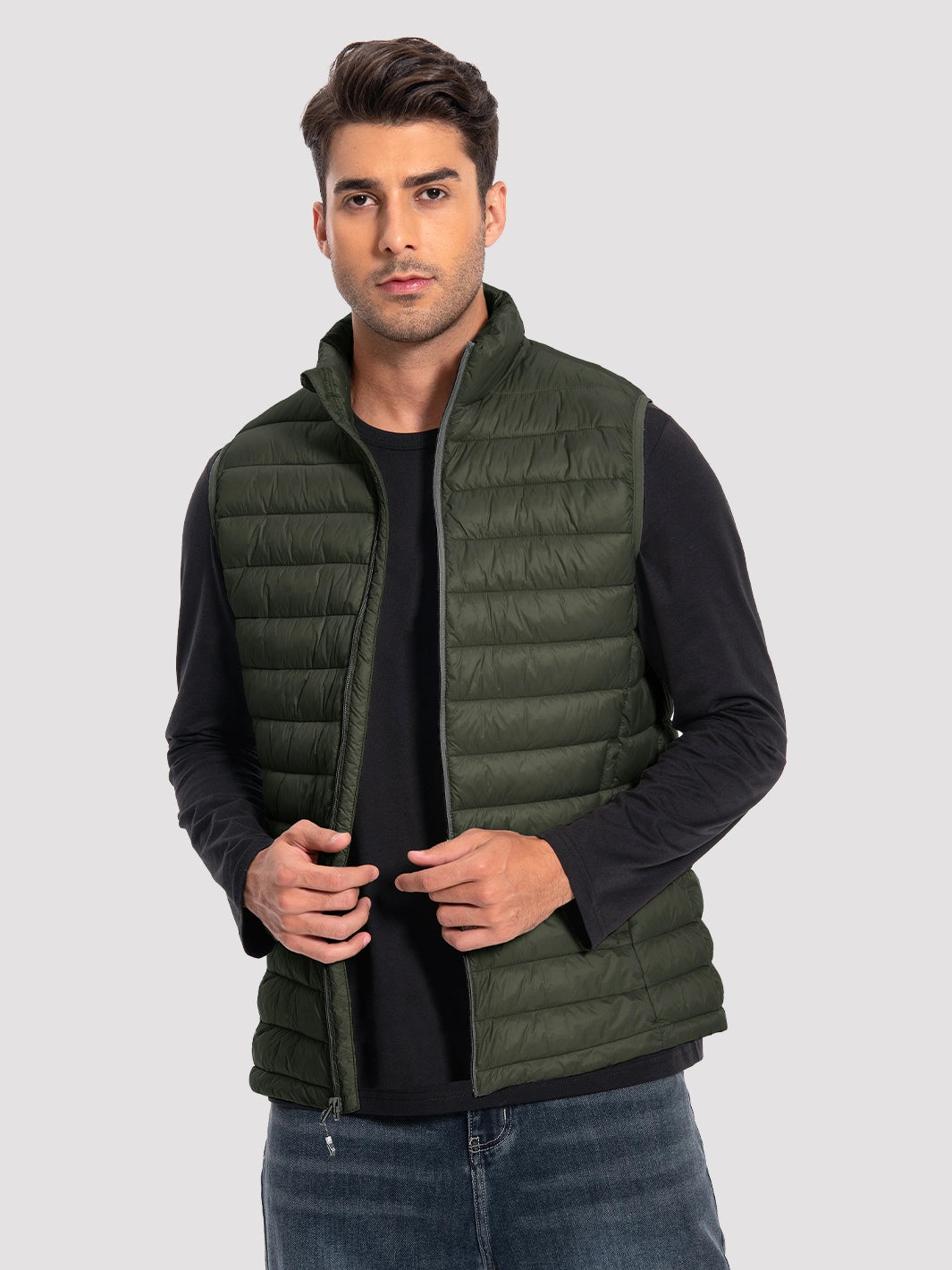 Men's Lightweight Packable Puffer Vest with 4 Pockets