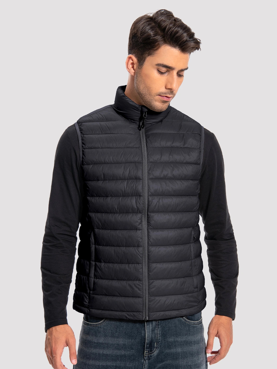 Men's Lightweight Packable Puffer Vest with 4 Pockets