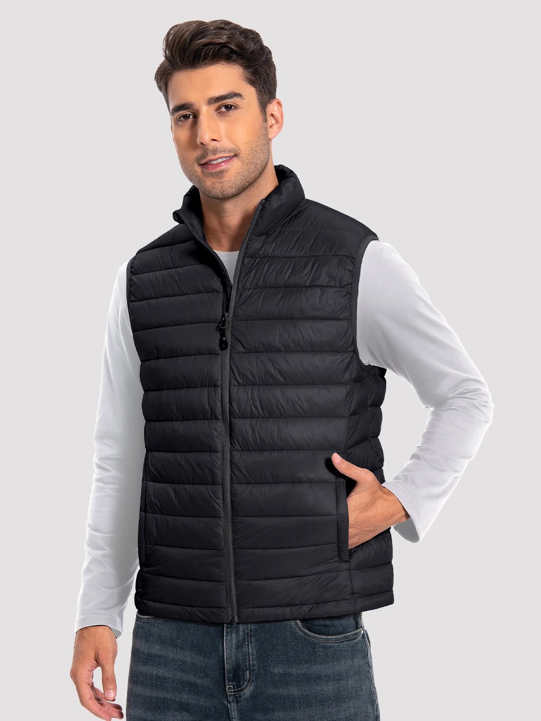 Men's Lightweight Packable Puffer Vest with 4 Pockets