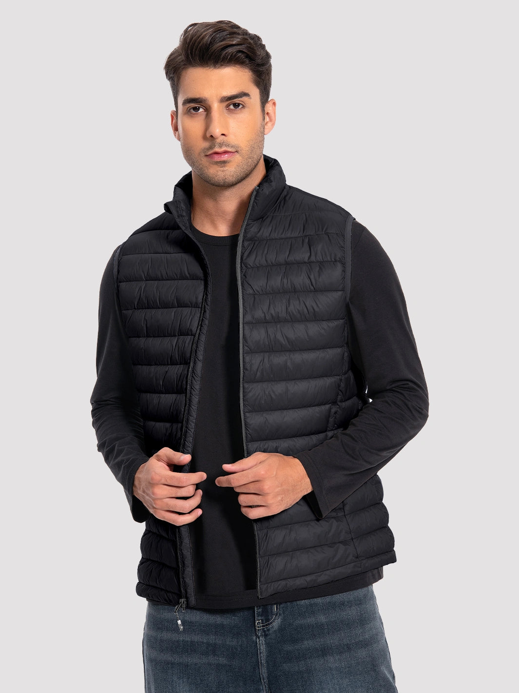 Men's Lightweight Packable Puffer Vest with 4 Pockets