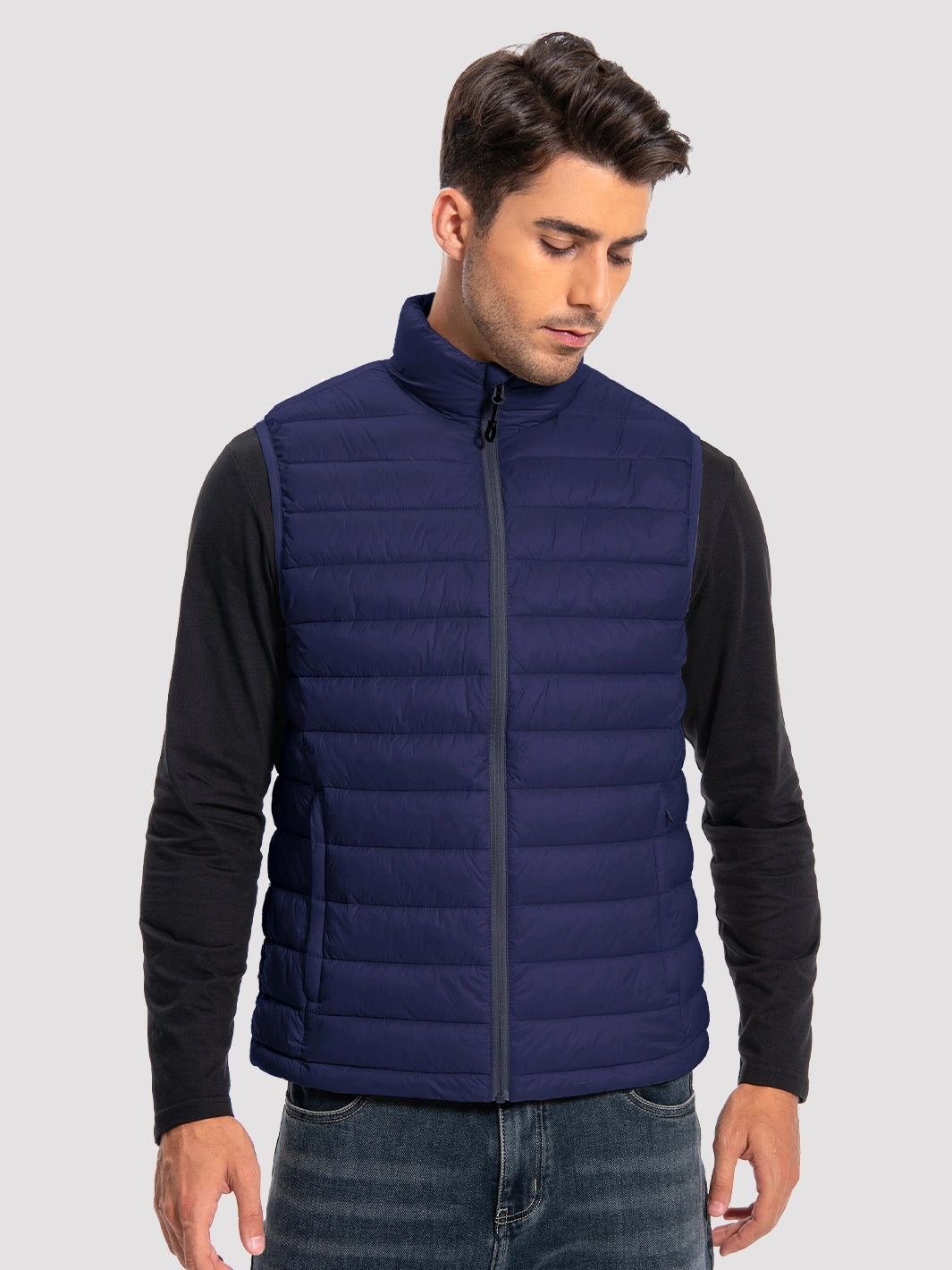 Men's Lightweight Packable Puffer Vest with 4 Pockets