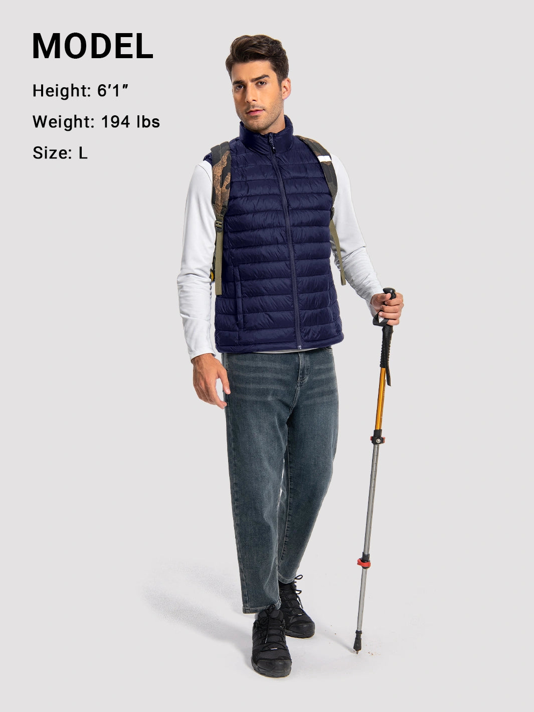Men's Lightweight Packable Puffer Vest with 4 Pockets
