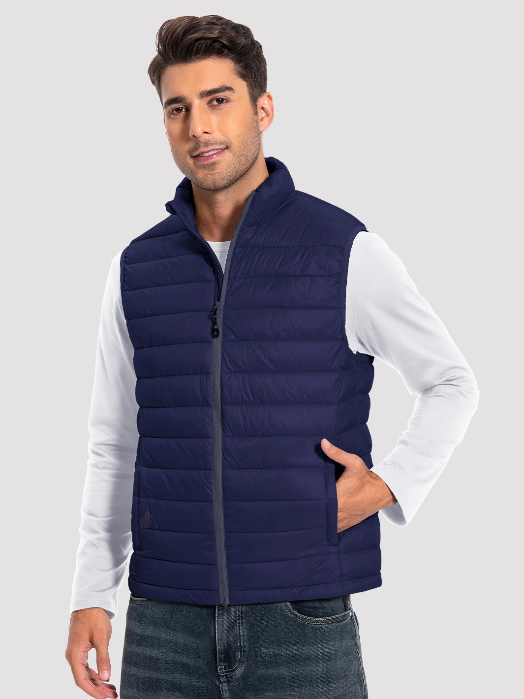 Men's Lightweight Packable Puffer Vest with 4 Pockets