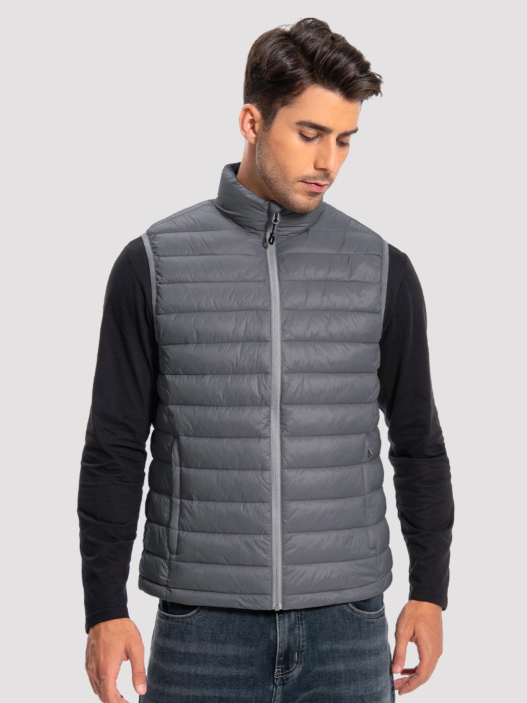 Men's Lightweight Packable Puffer Vest with 4 Pockets