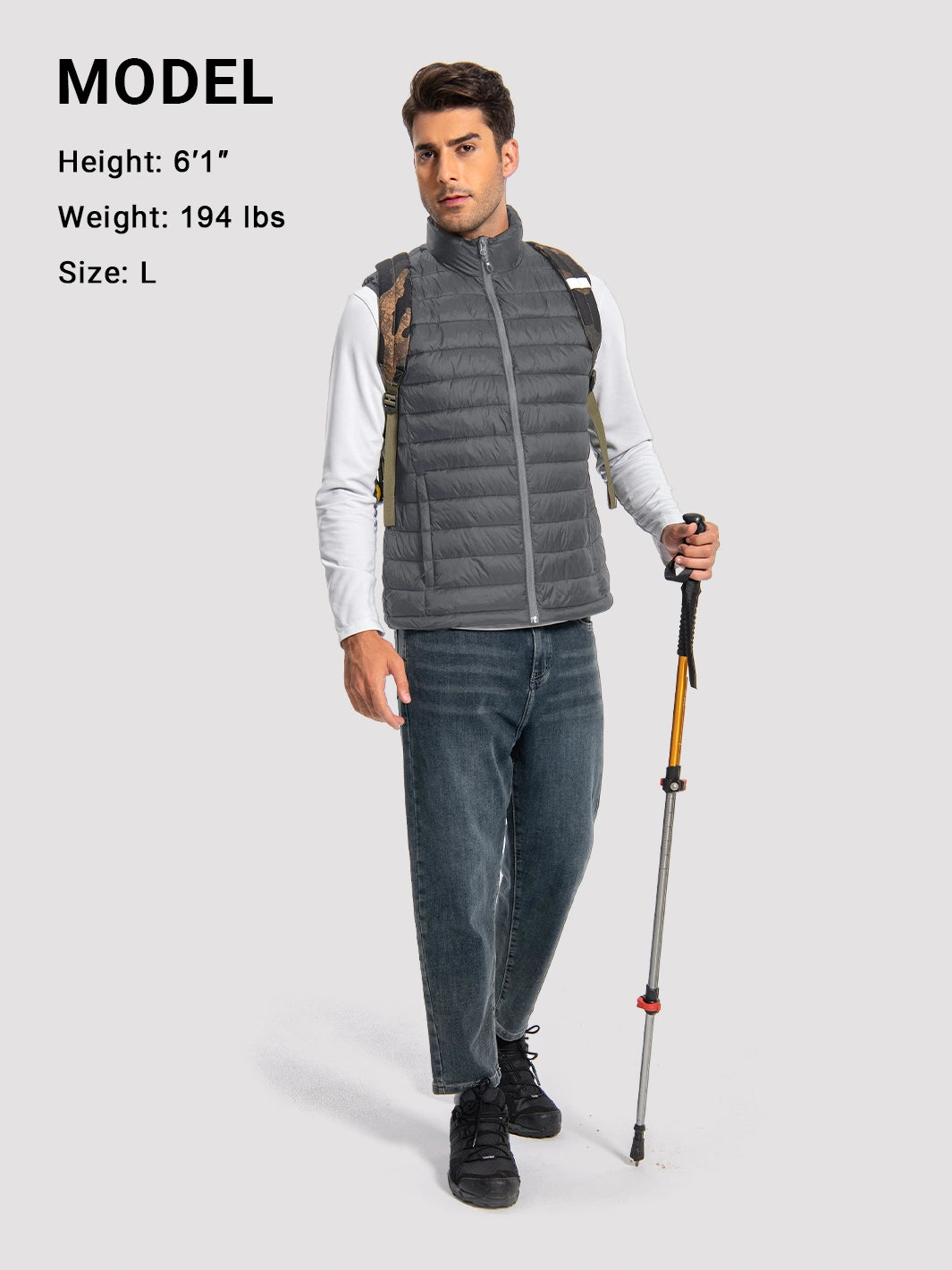 Men's Lightweight Packable Puffer Vest with 4 Pockets