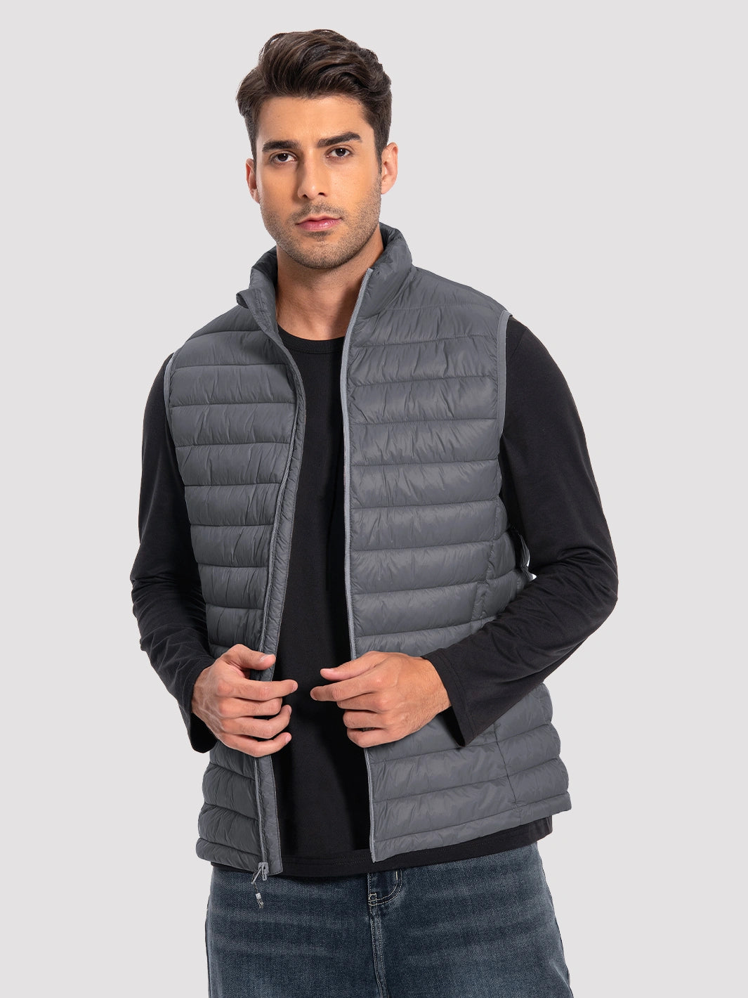 Men's Lightweight Packable Puffer Vest with 4 Pockets