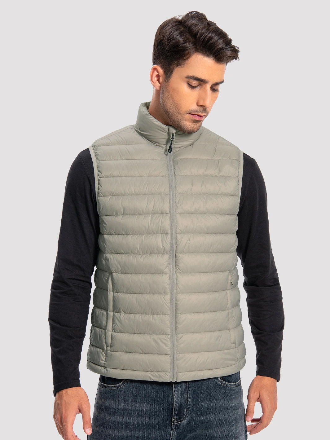 Men's Lightweight Packable Puffer Vest with 4 Pockets