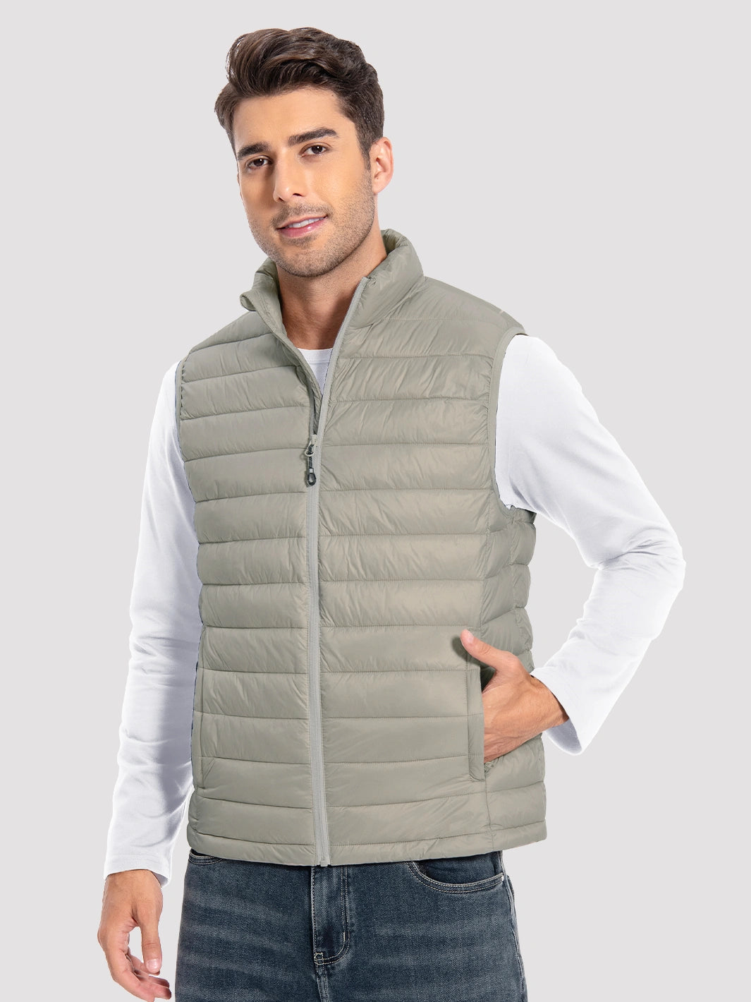 Men's Lightweight Packable Puffer Vest with 4 Pockets