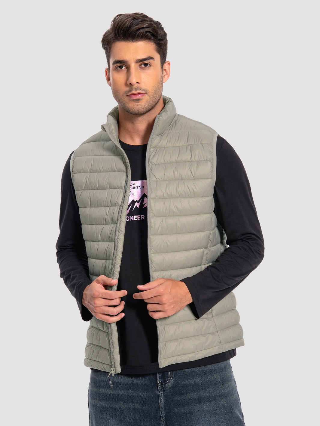 Men's Lightweight Packable Puffer Vest with 4 Pockets