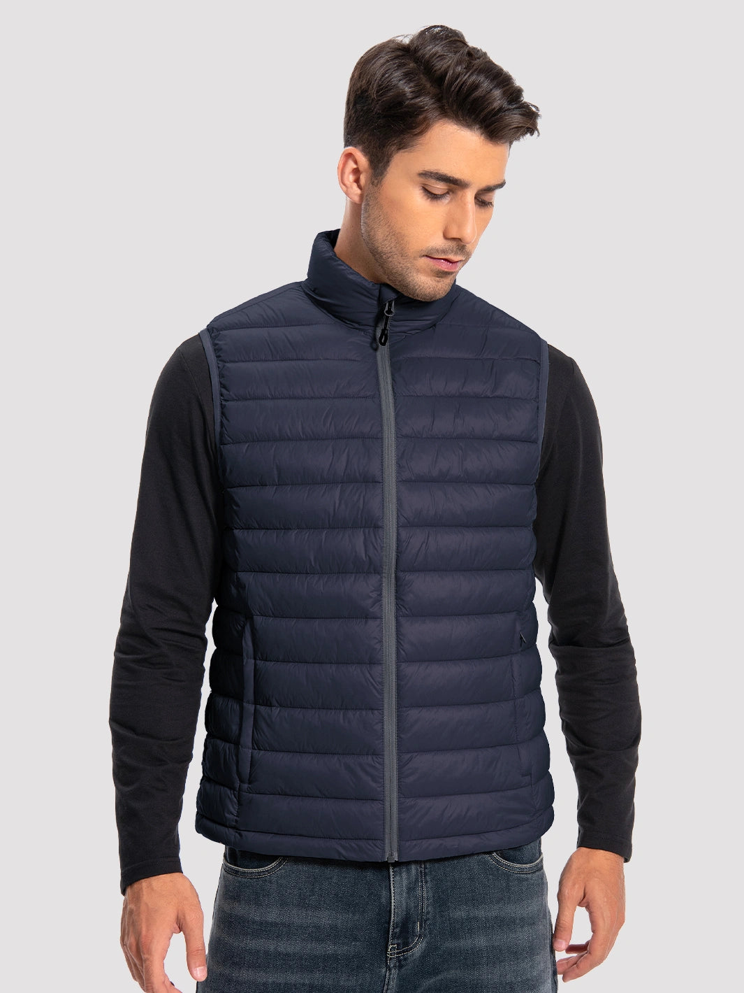 Men's Lightweight Packable Puffer Vest with 4 Pockets