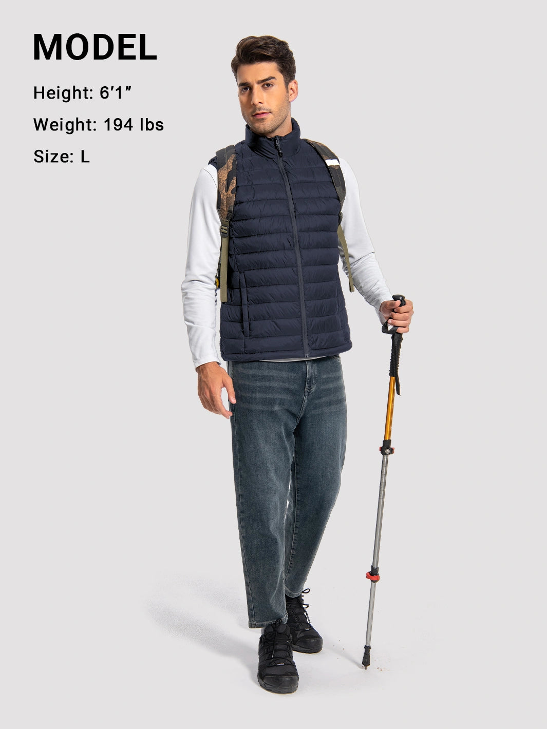Men's Lightweight Packable Puffer Vest with 4 Pockets