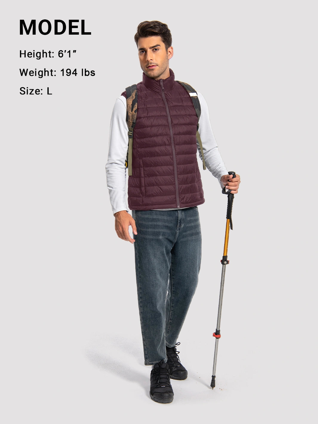 Men's Lightweight Packable Puffer Vest with 4 Pockets