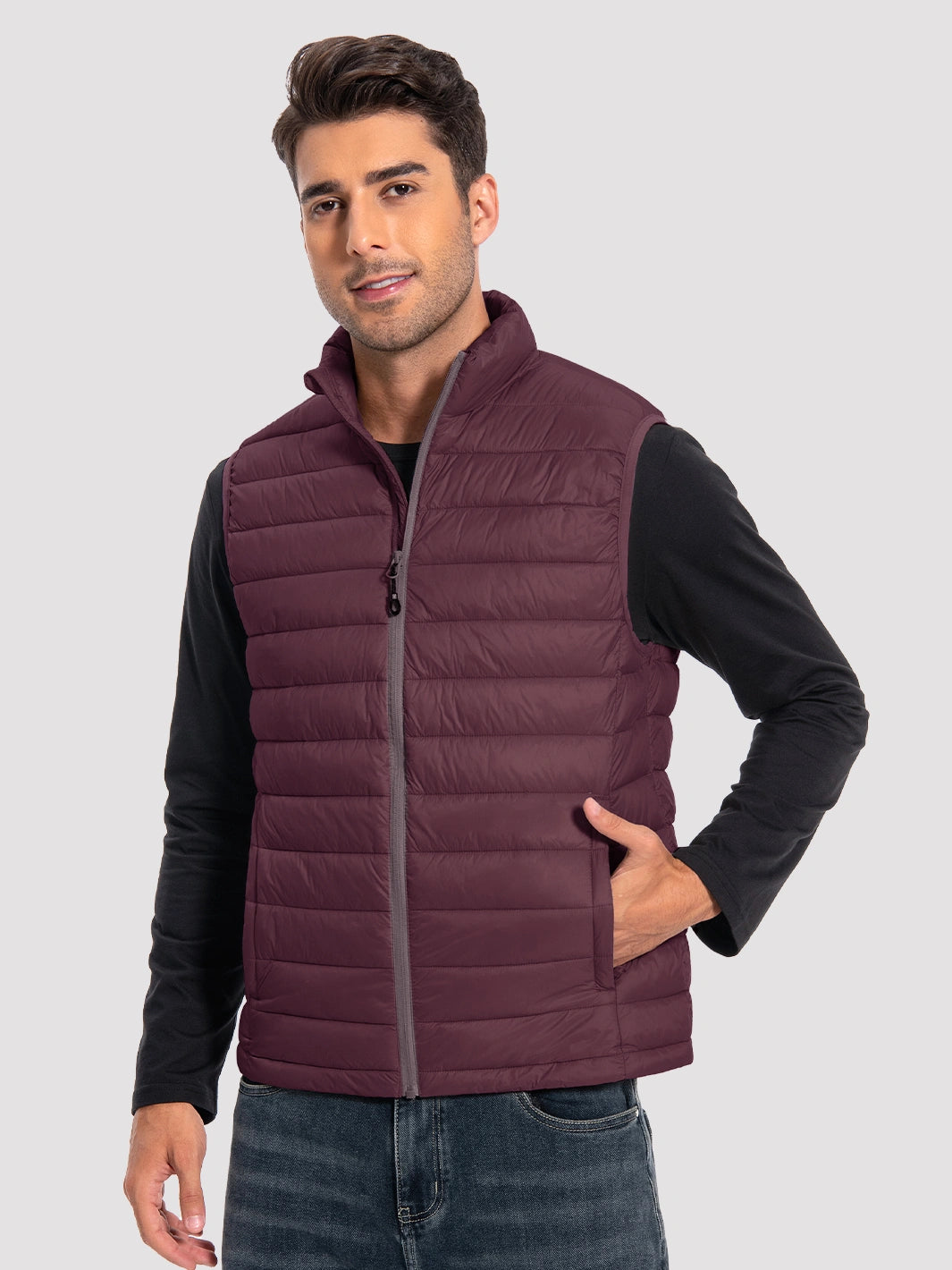 Men's Lightweight Packable Puffer Vest with 4 Pockets