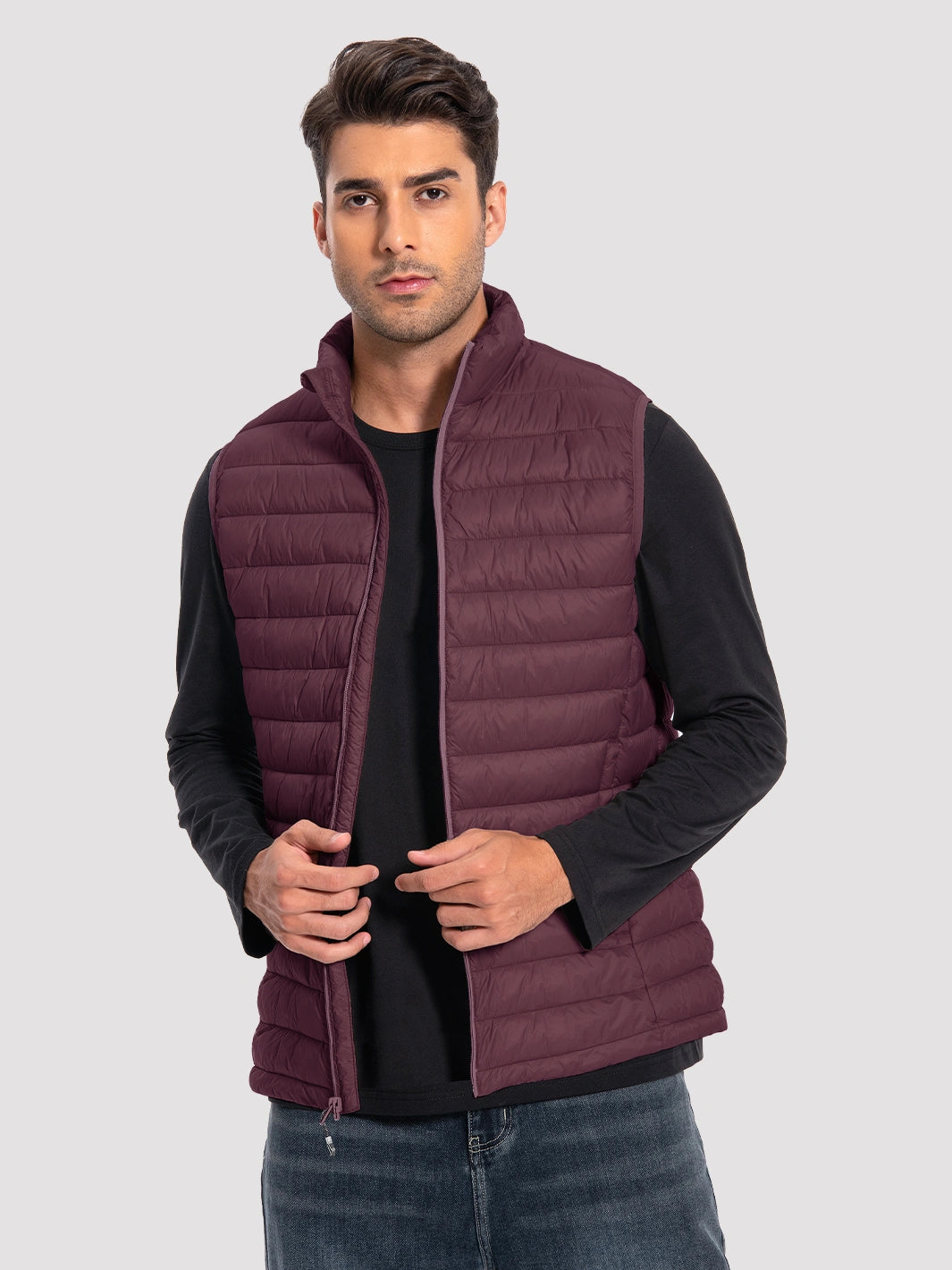 Men's Lightweight Packable Puffer Vest with 4 Pockets