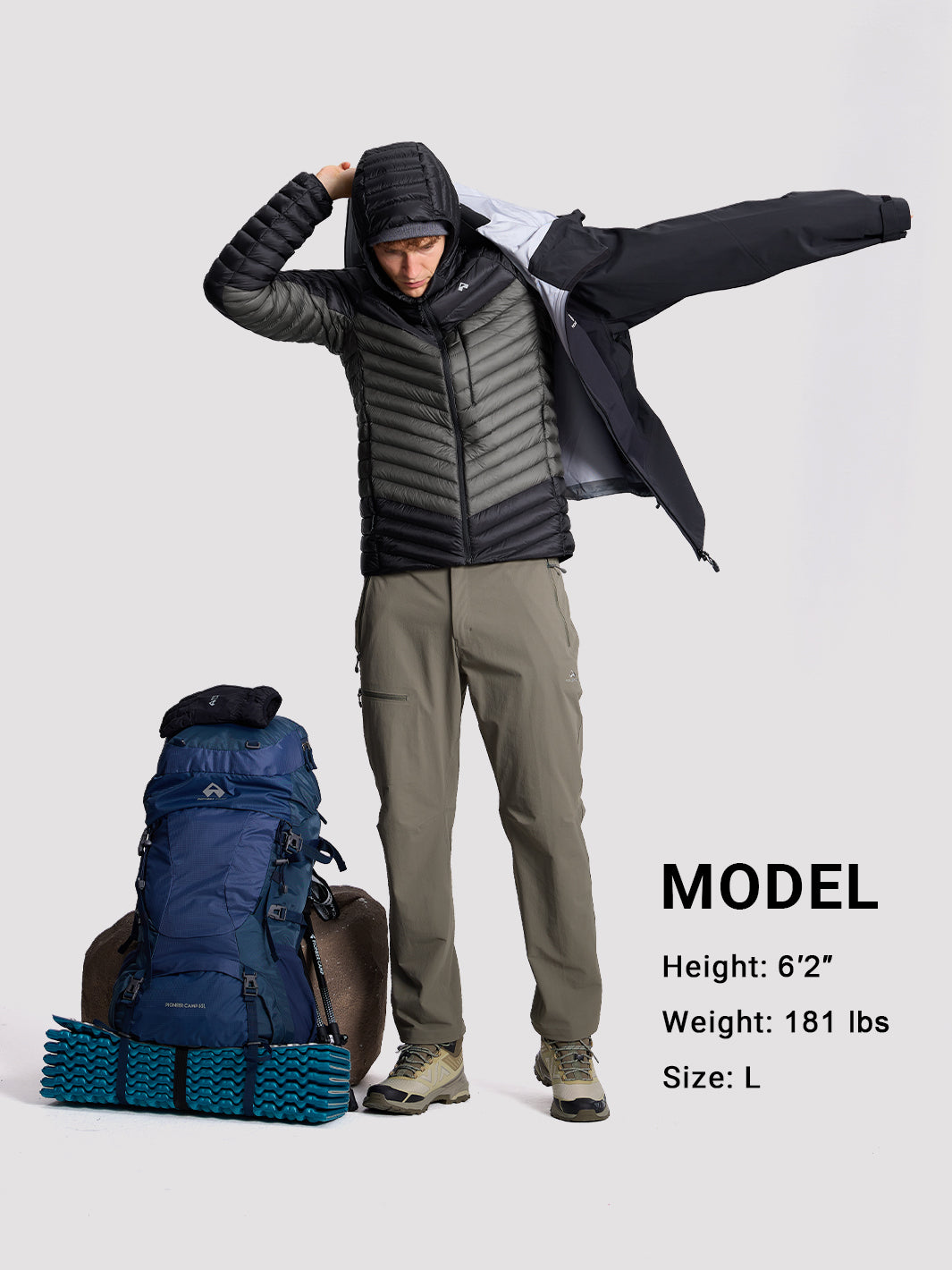 Men's Ultralight 900 Fill Power Water-Repellent Goose Down Jacket PIONEER CAMP