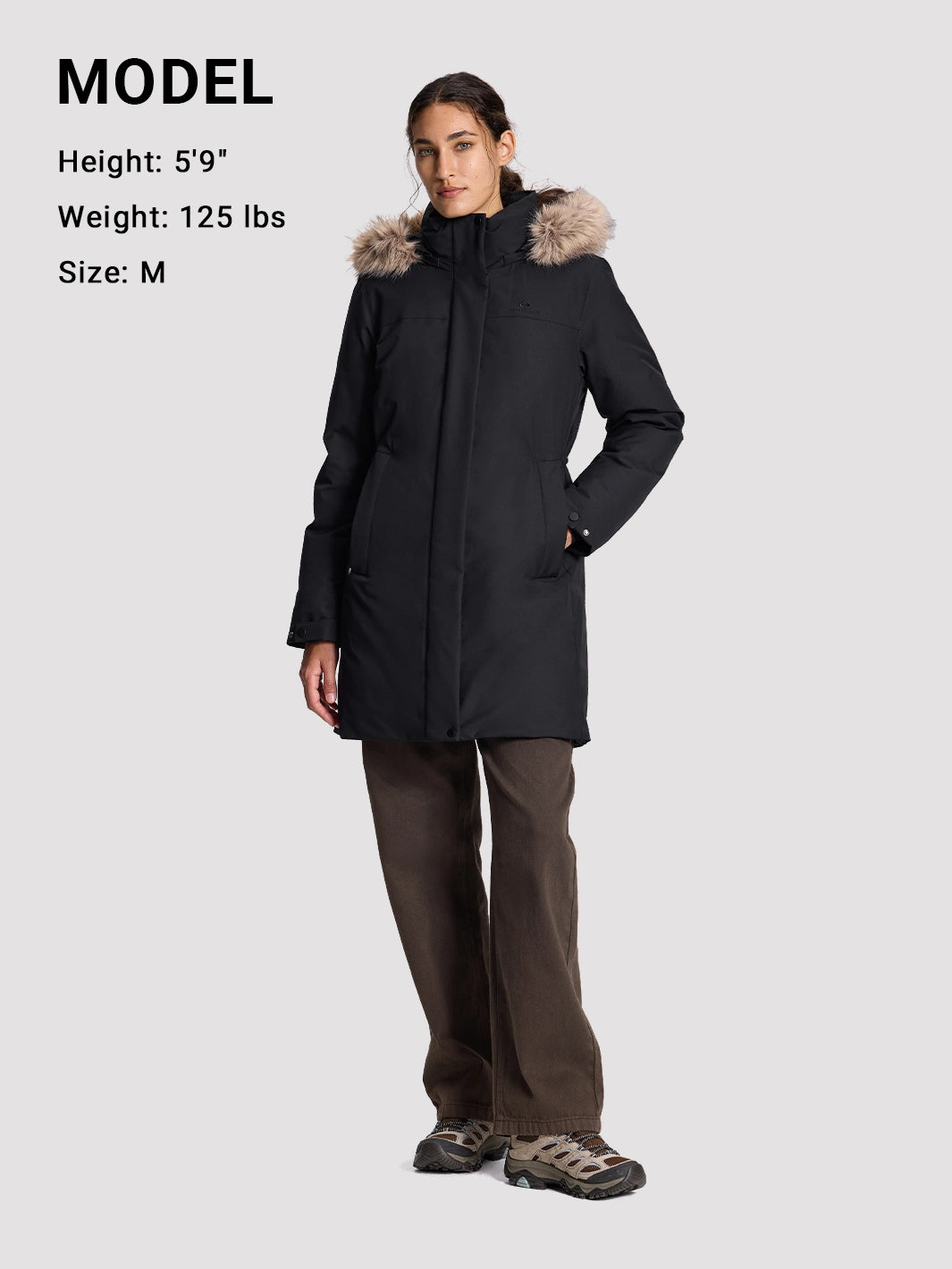 Women's Waterproof 700 Fill Power Down Parka with Removable Faux Fur Hood PIONEER CAMP
