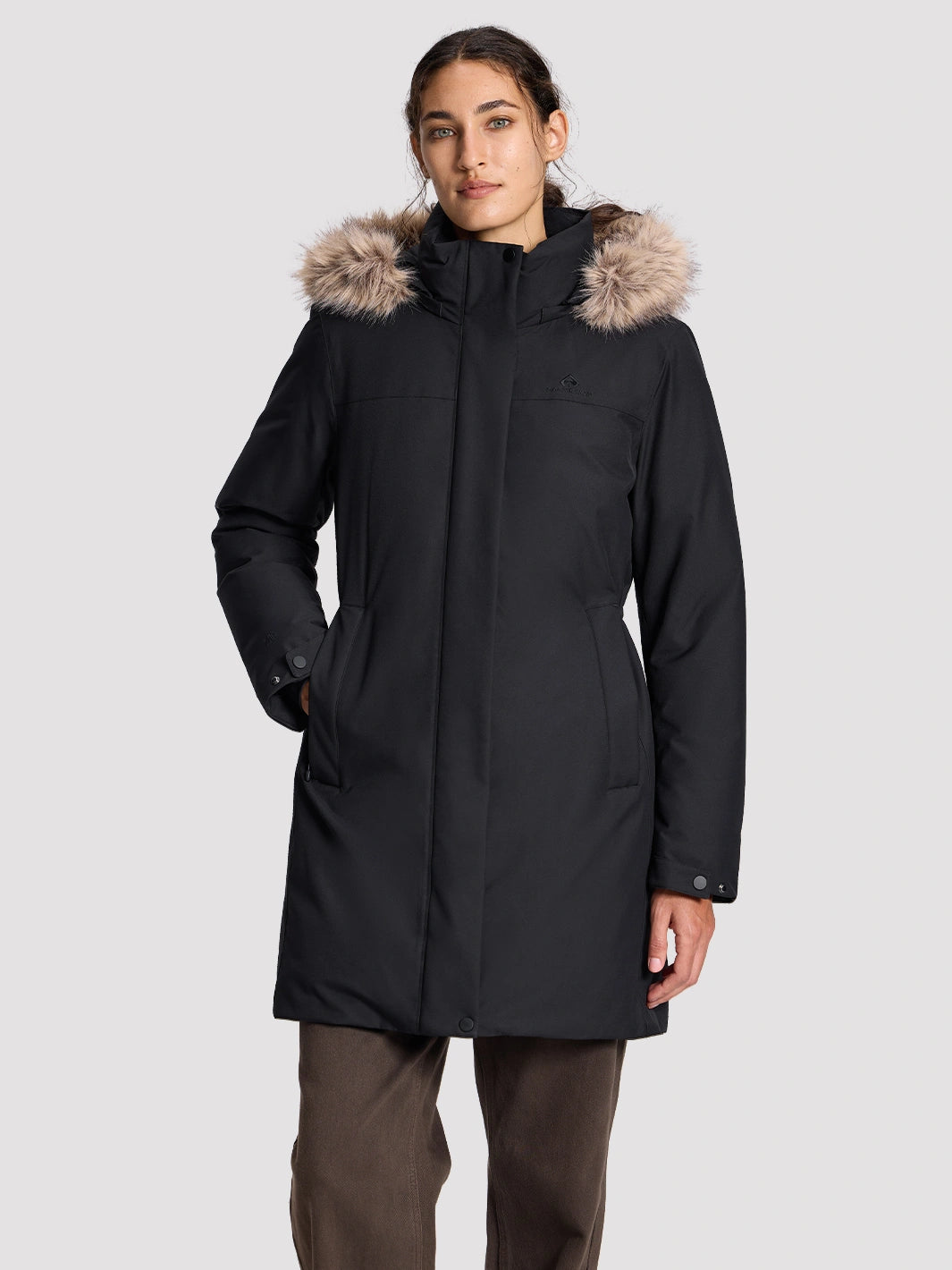 Women's Waterproof 700 Fill Power Down Parka with Removable Faux Fur Hood PIONEER CAMP