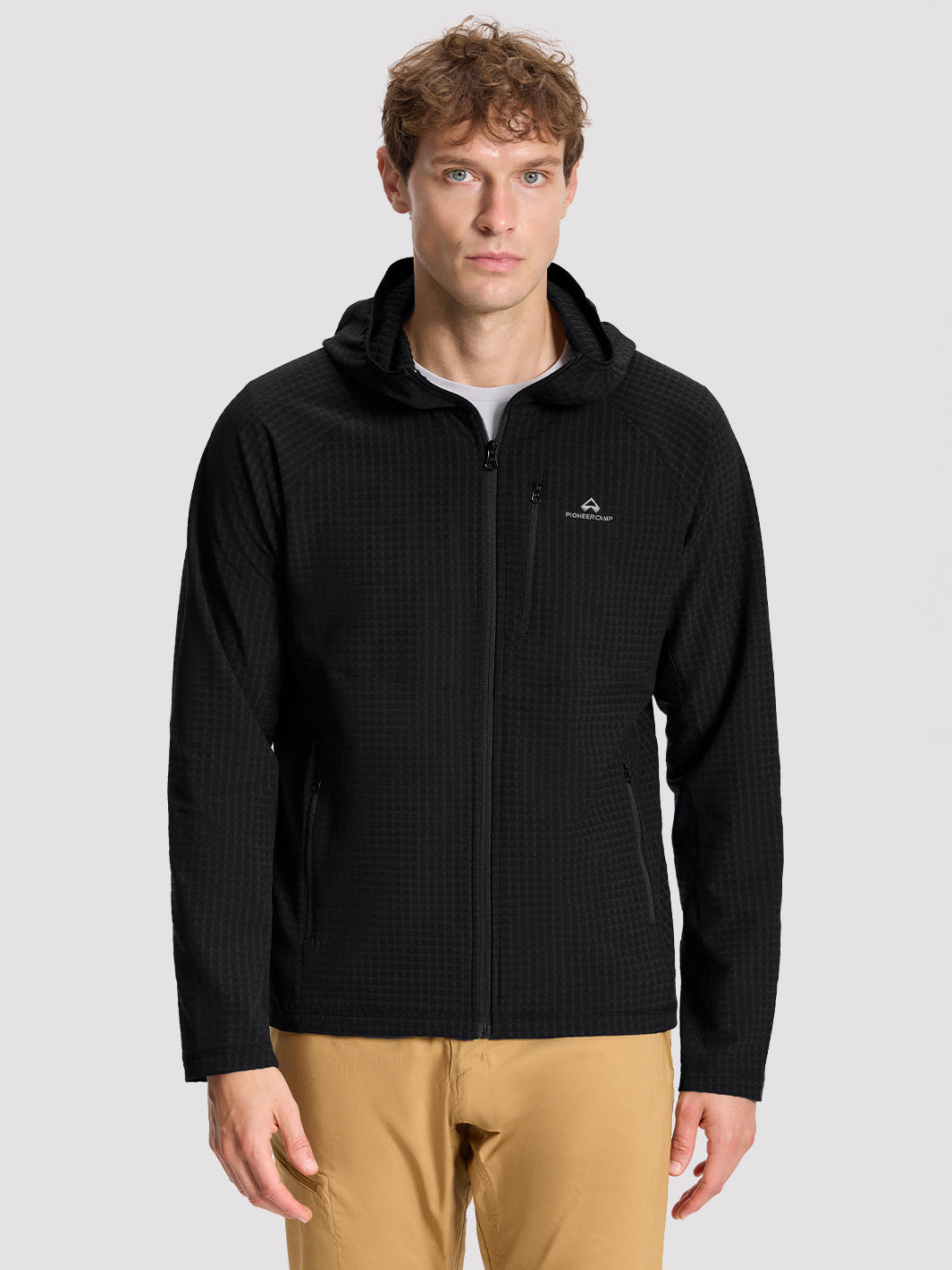 Men's Lightweight Grid Fleece Softshell Jacket PIONEER CAMP