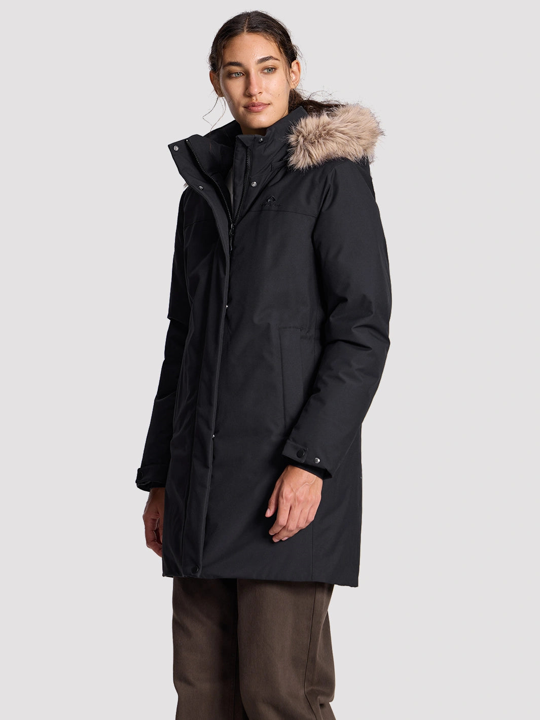 Women's Waterproof 700 Fill Power Down Parka with Removable Faux Fur Hood PIONEER CAMP