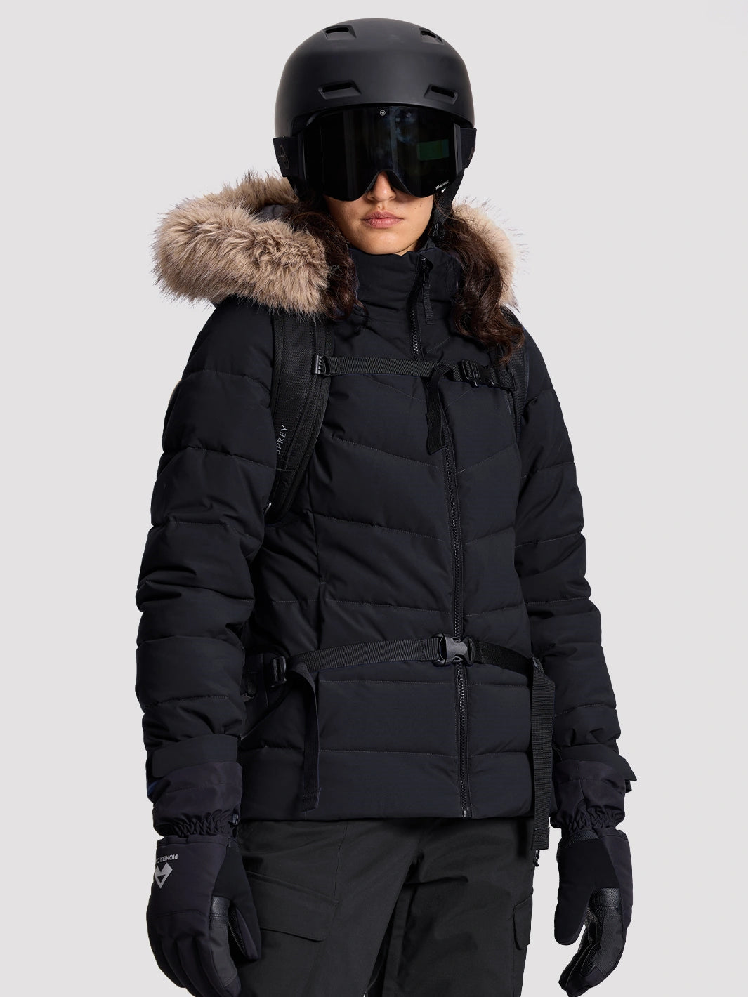 Women's Slim-Fit Faux Fur Collar SORONA Insulated Ski Jacket PIONEER CAMP