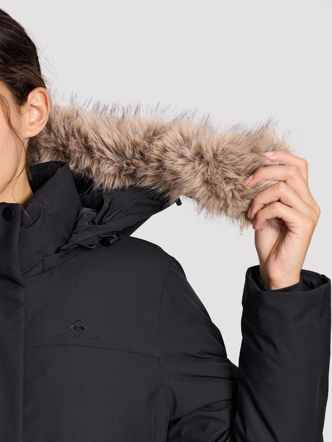 Women's Waterproof 700 Fill Power Down Parka with Removable Faux Fur Hood PIONEER CAMP