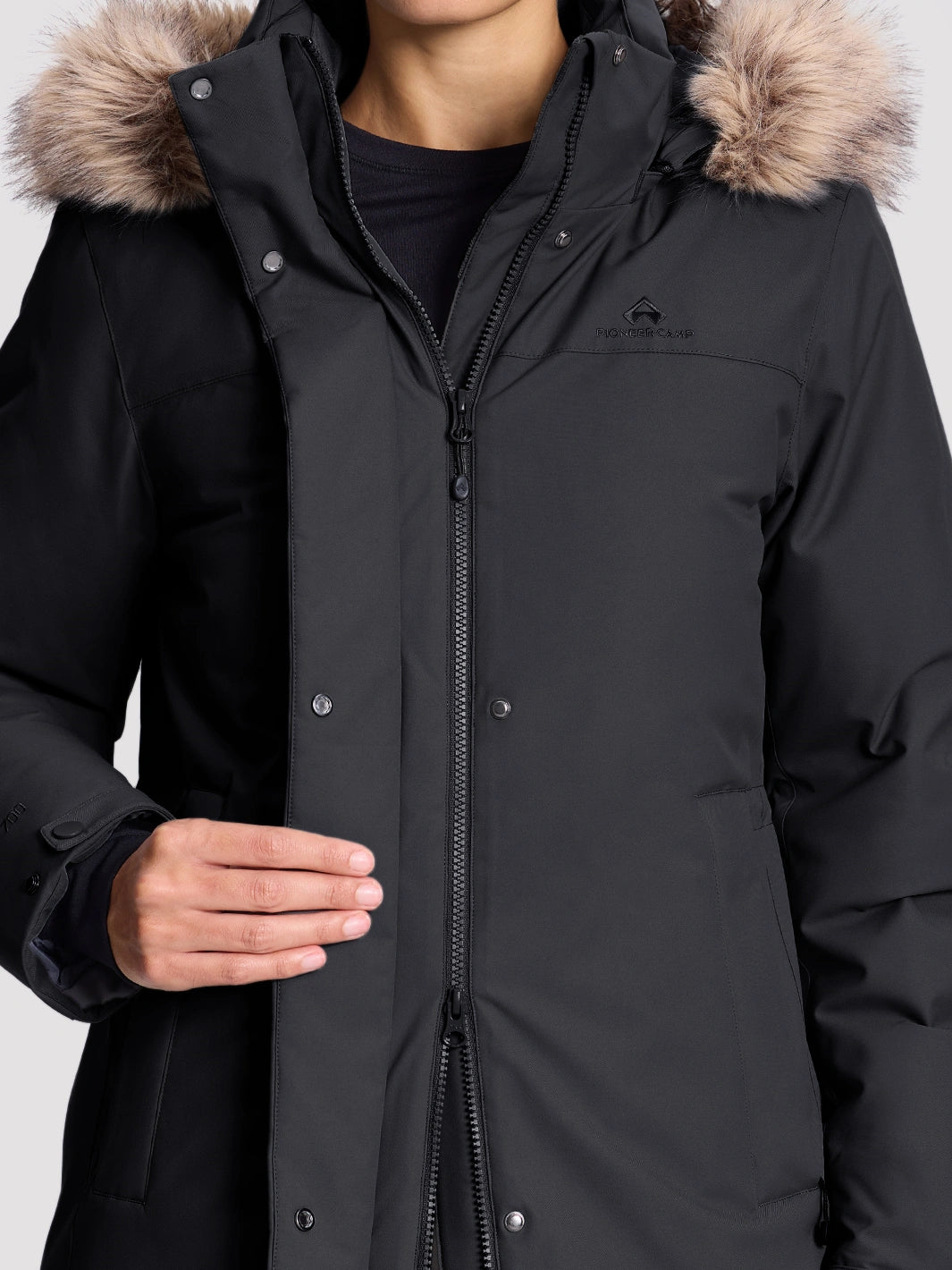 Women's Waterproof 700 Fill Power Down Parka with Removable Faux Fur Hood PIONEER CAMP