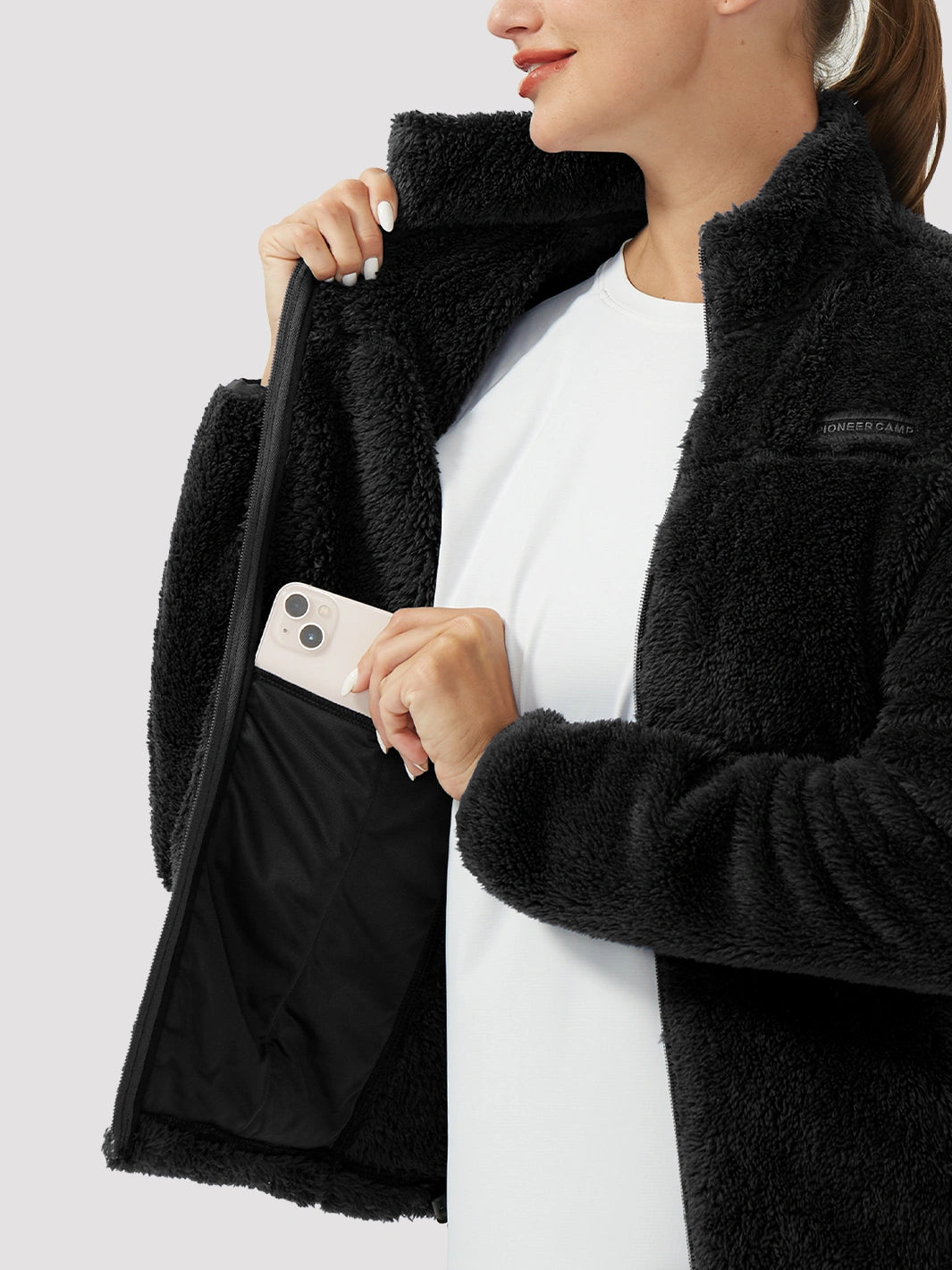 Women's Stand-Collar Coral Fleece Jacket PIONEER CAMP