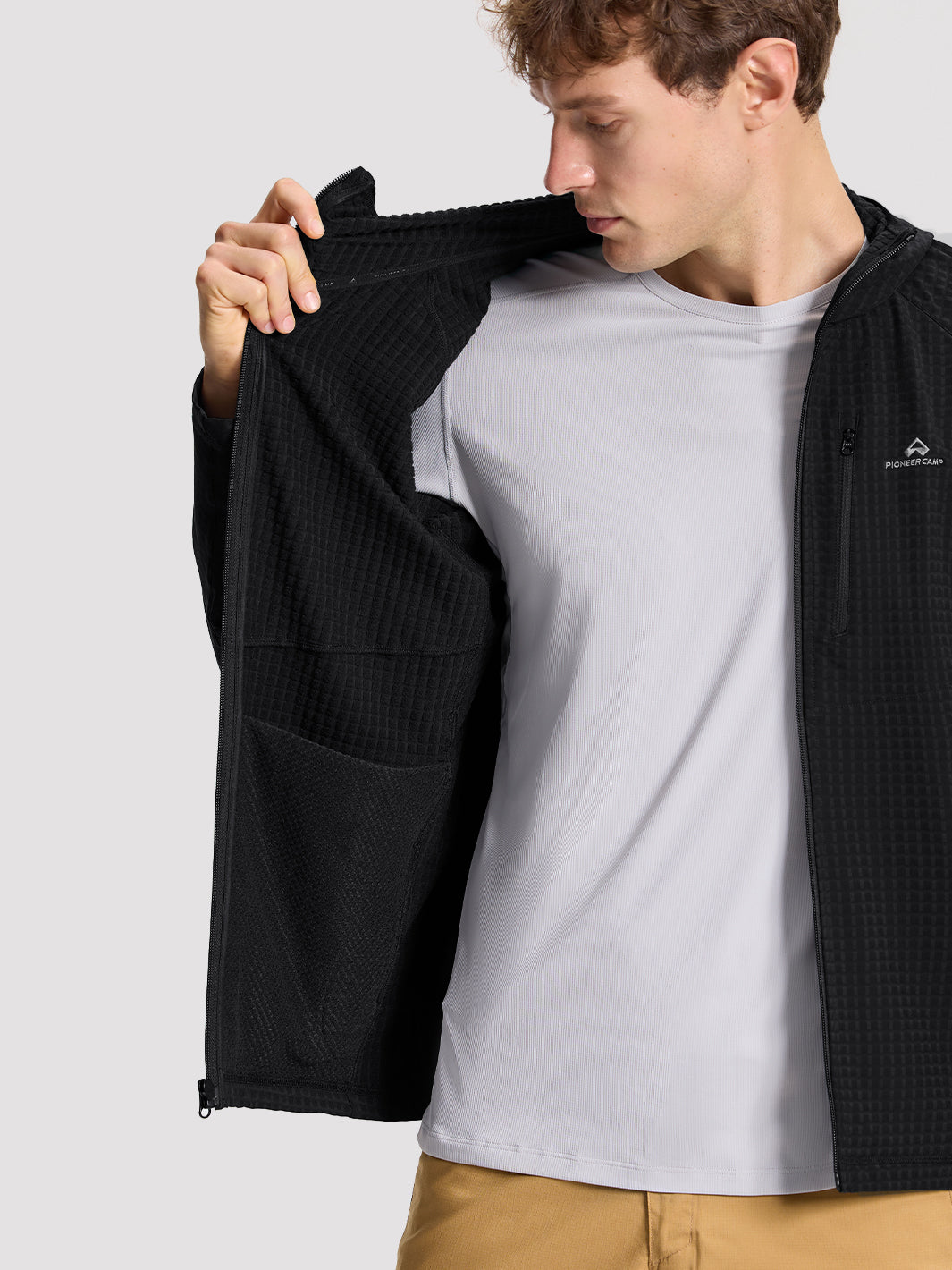 Men's Lightweight Grid Fleece Softshell Jacket PIONEER CAMP