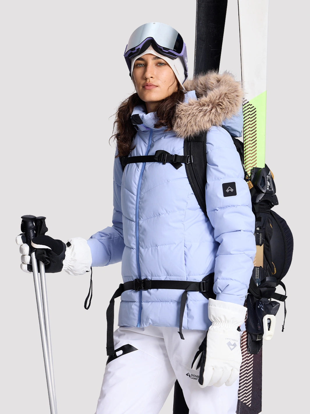 Women's Slim-Fit Faux Fur Collar SORONA Insulated Ski Jacket PIONEER CAMP