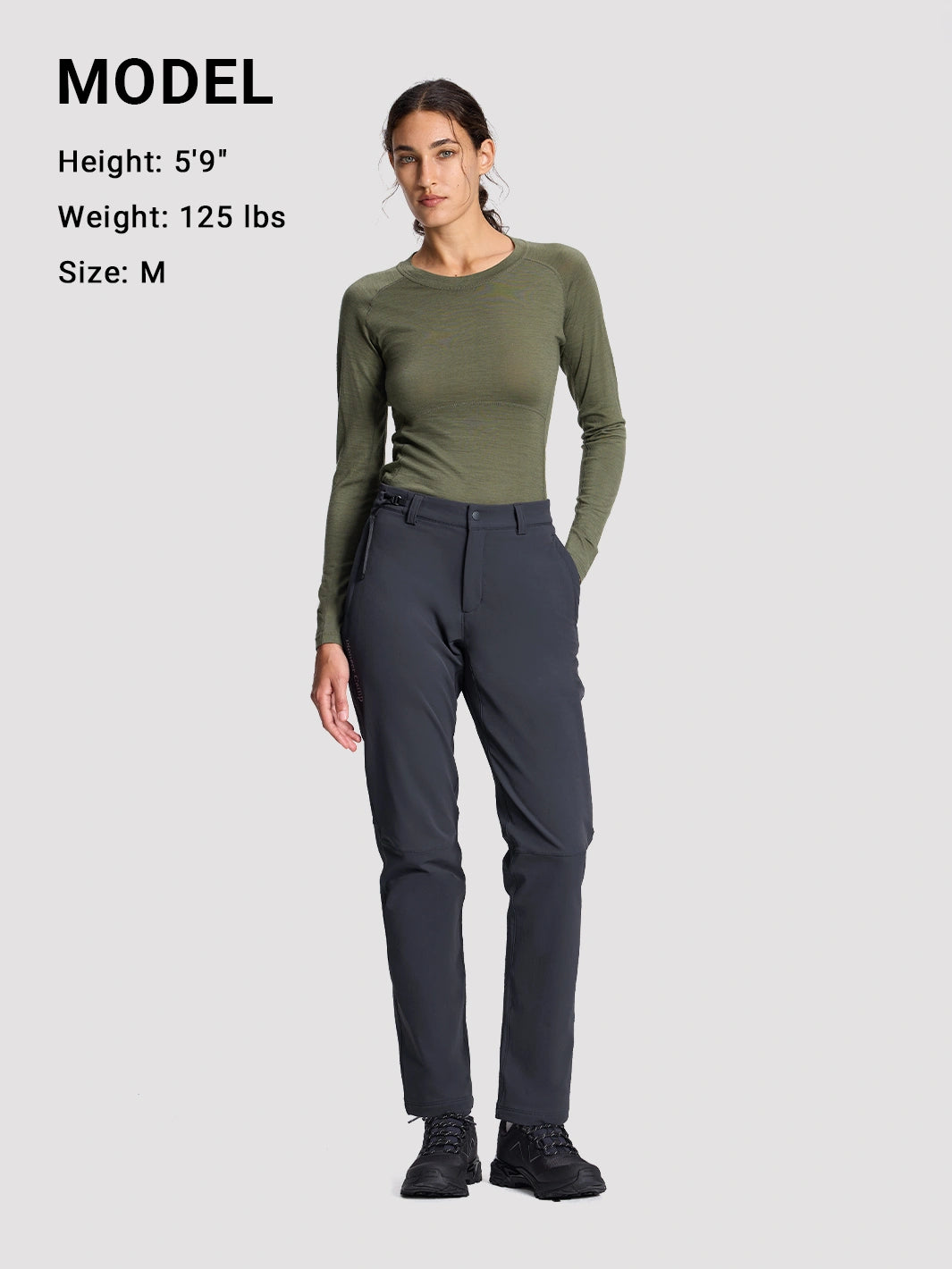 Women's Water-Resistant Fleece Lined Straight Hiking Pants PIONEER CAMP